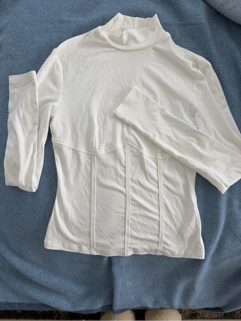 Commense White Mock Neck Long Sleeve Top
